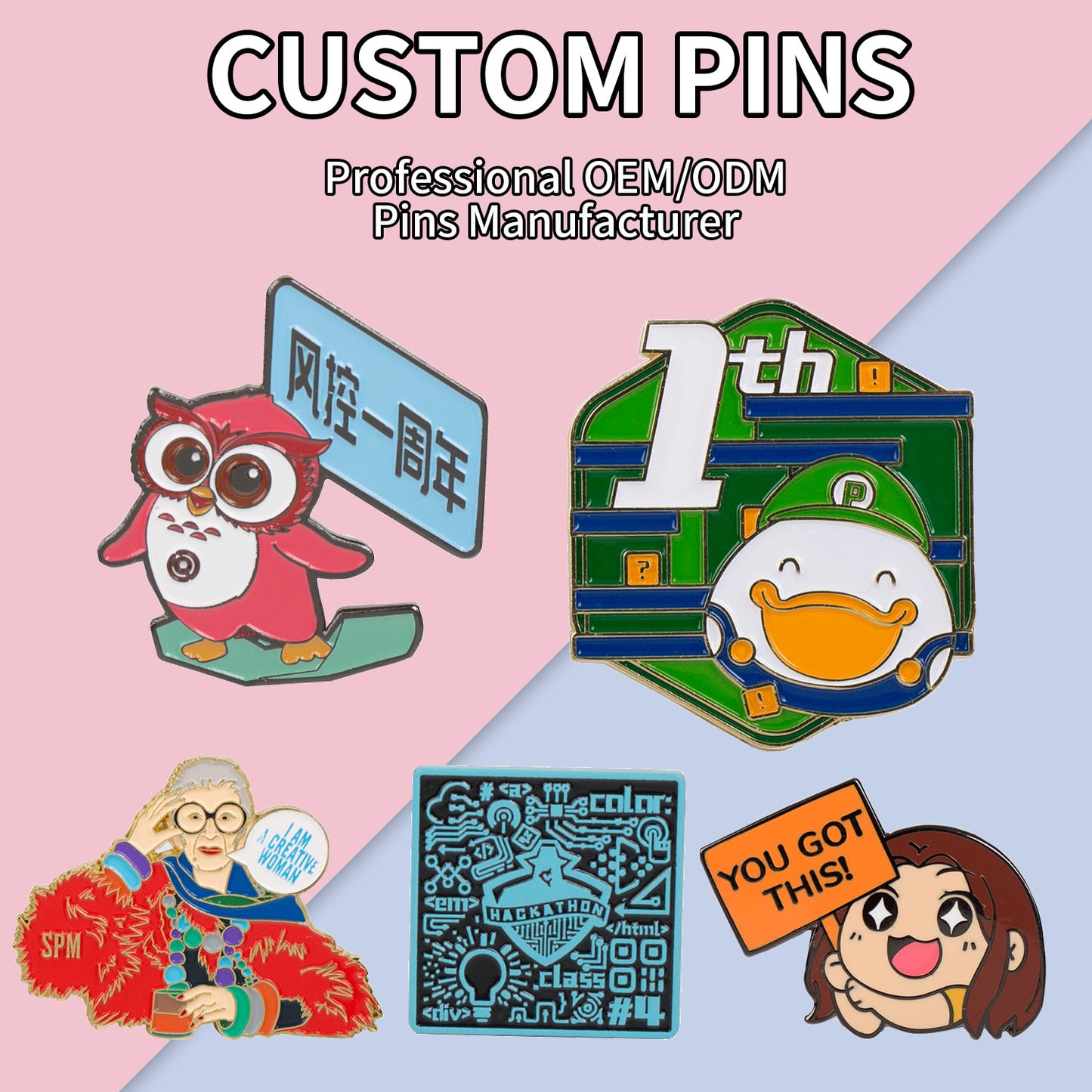 Customized baked paint droplet plastic badge adhesive metal badge baked paint cartoon badge