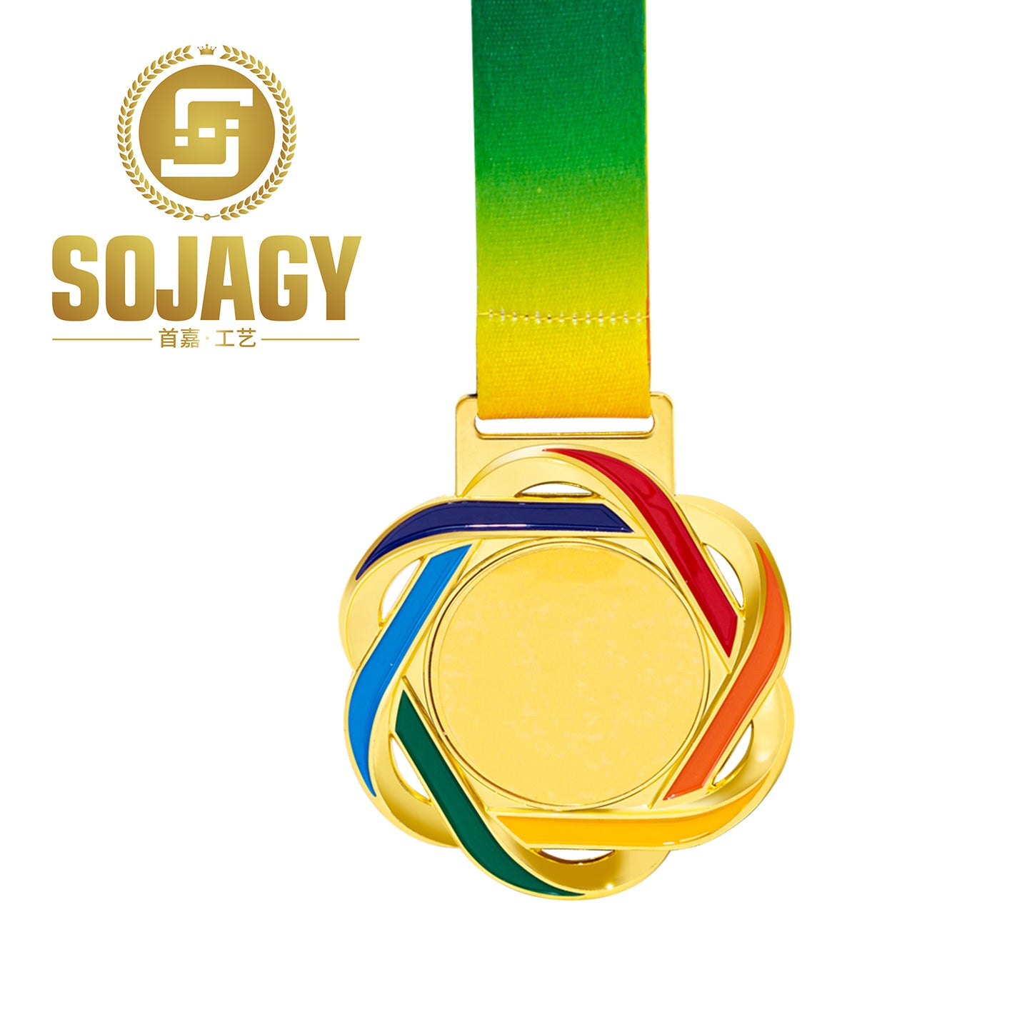 3D Gold Silver Bronze Zinc Alloy Metal Runner Soccer Winners Medals And Ribbons Blank Sport Medal