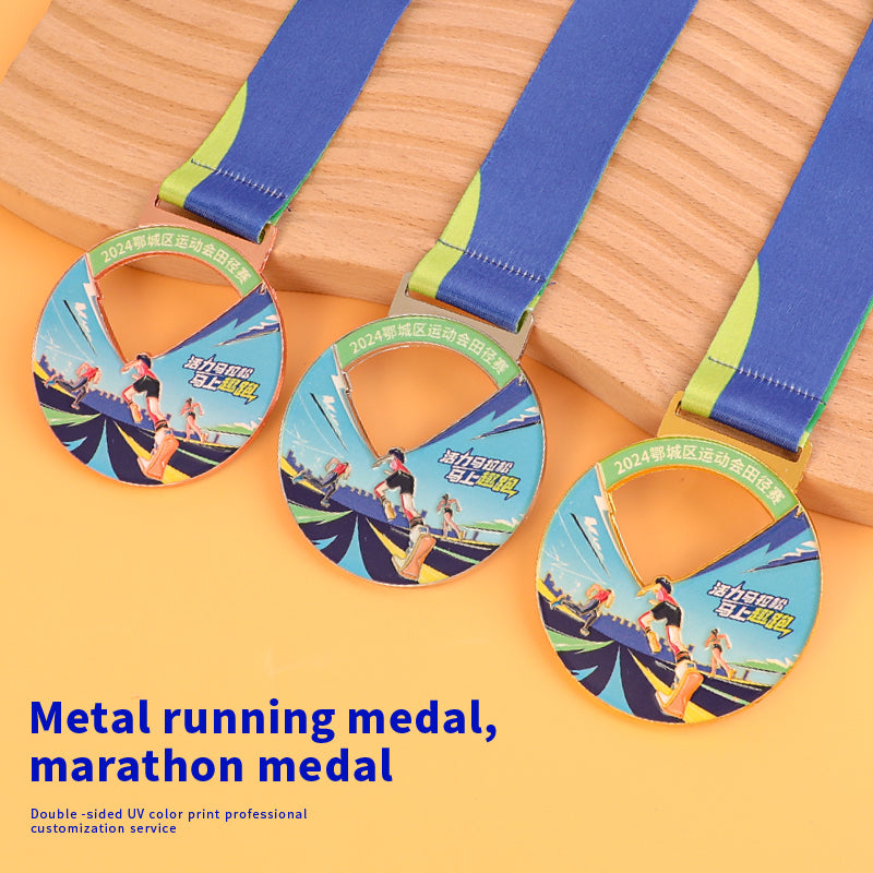 Running Marathon Sports Medal UV Multi Color Zinc Alloy Metal Medal