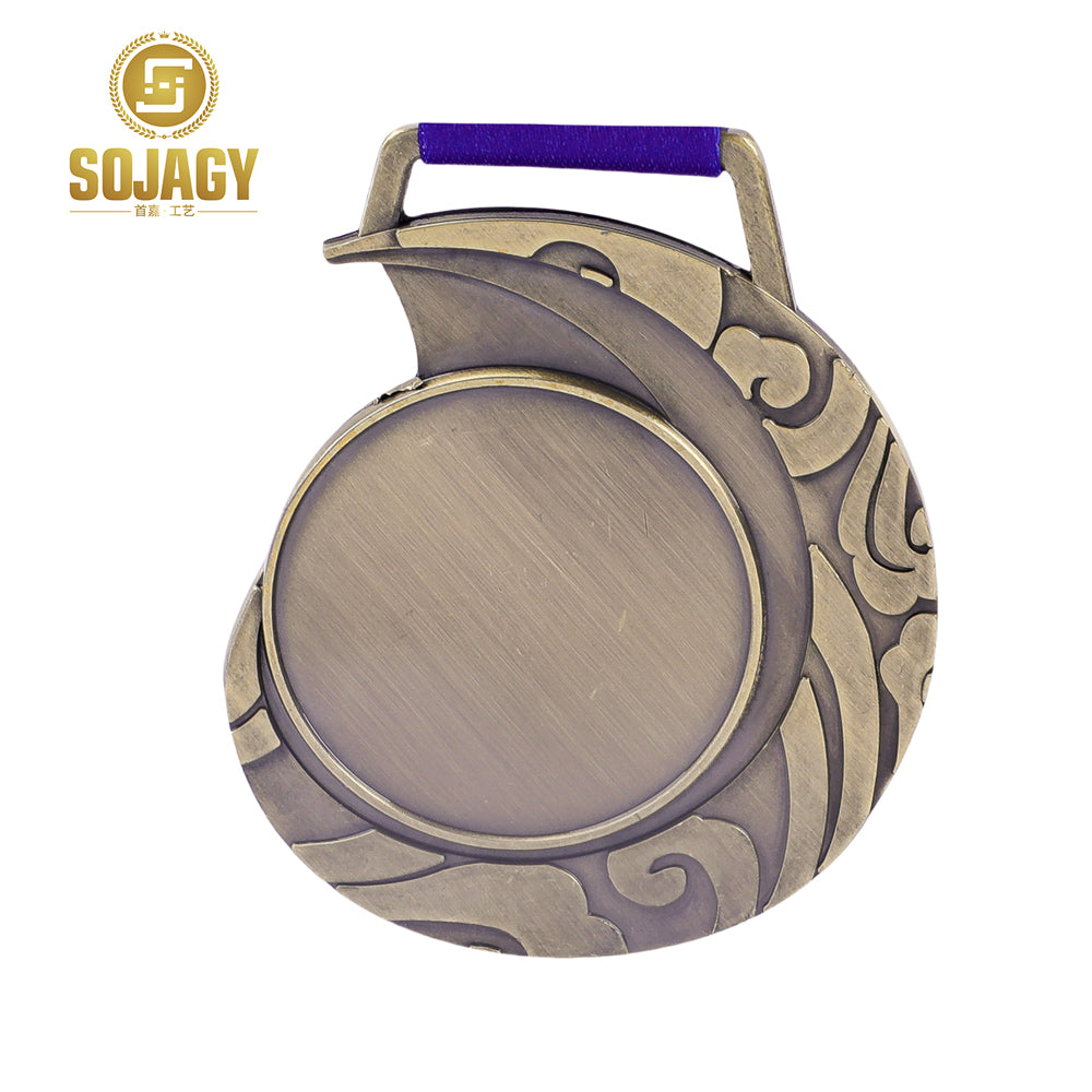 Unique design custom logo sport medallion 3D gold trophies and medal with ribbon trophies and medals