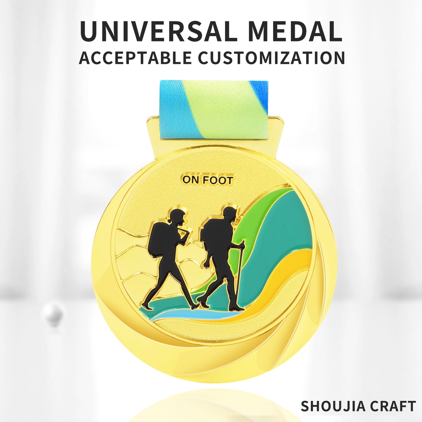 Custom Logo Sport Medals Ribbons Sublimation Soccer Taekwondo Marathon Metal Medals Swimming Trophies Blank Awards Custom Logo