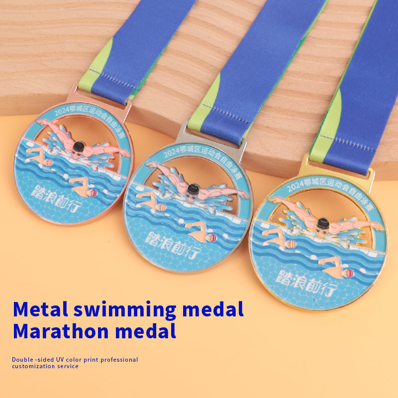 Swimming medal UV multi-color zinc alloy metal medal