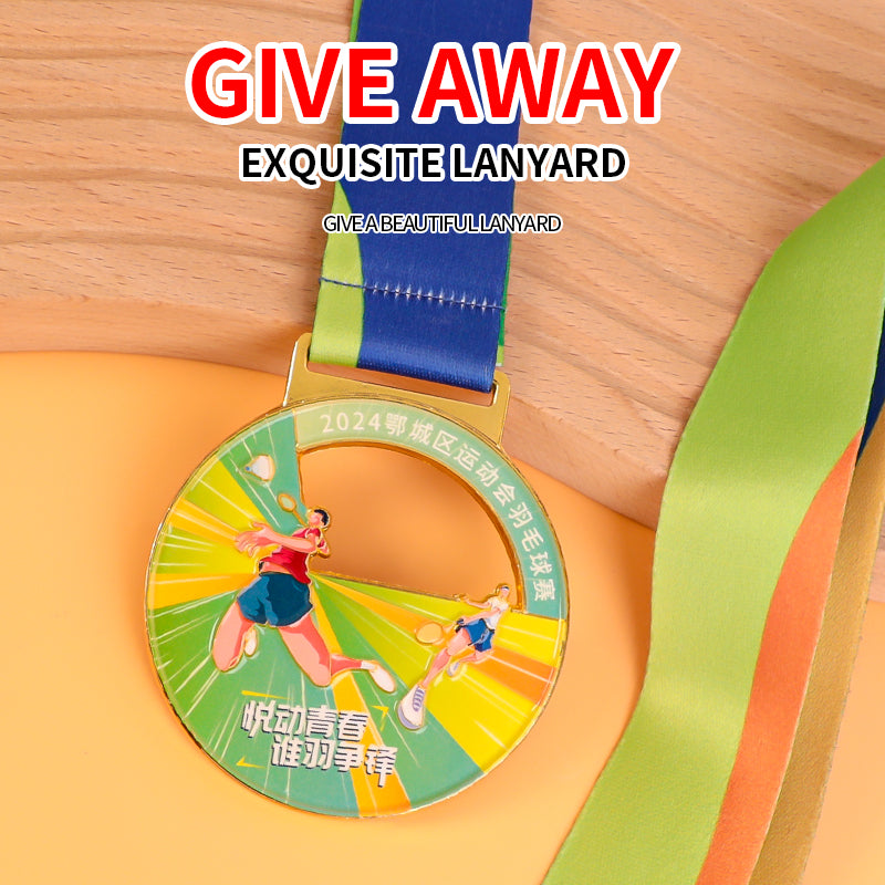 Badminton medal UV multi-color zinc alloy metal medal