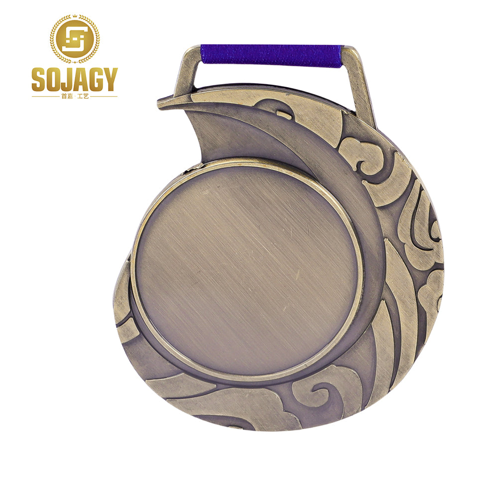 Unique design custom logo sport medallion 3D gold trophies and medal with ribbon trophies and medals