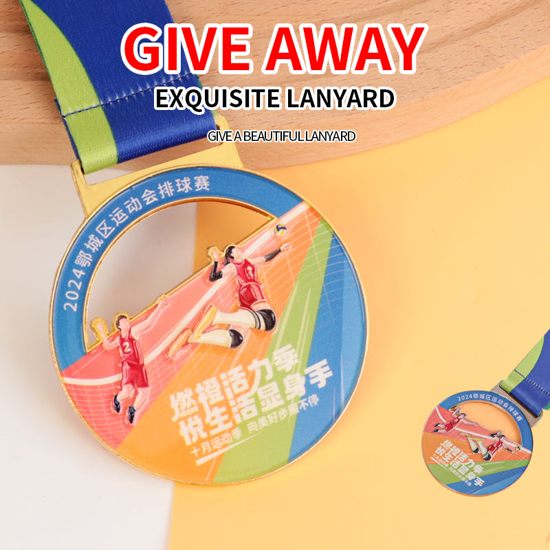 Custom Winner Gold Silver Bronze Award Medals Paint Enamel Design Own Logo 2D 3D Metal Winner Awards with Neck Ribbon