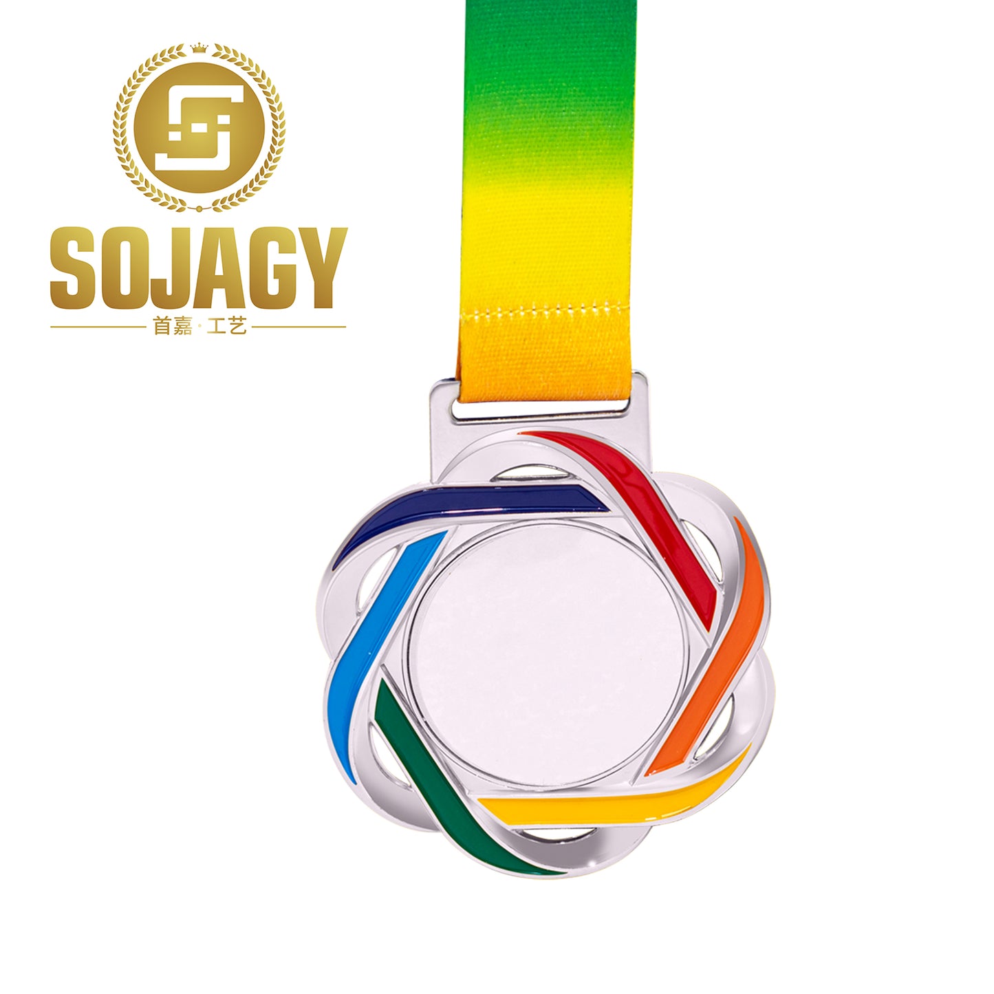 3D Gold Silver Bronze Zinc Alloy Metal Runner Soccer Winners Medals And Ribbons Blank Sport Medal