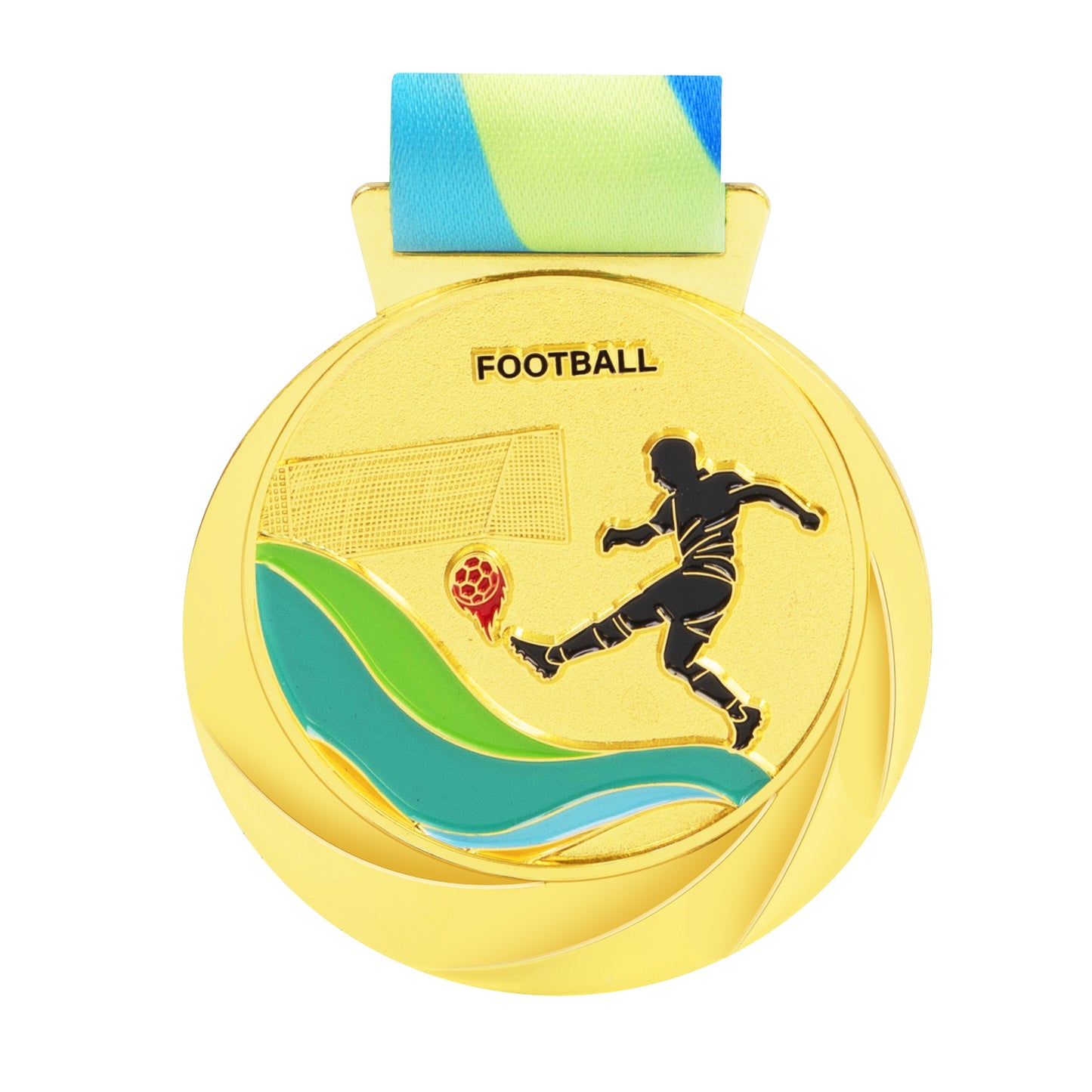 Custom Football Run Race Taekwondo Soccer Award Metal Gold Ribbon Sport Blank Medals 