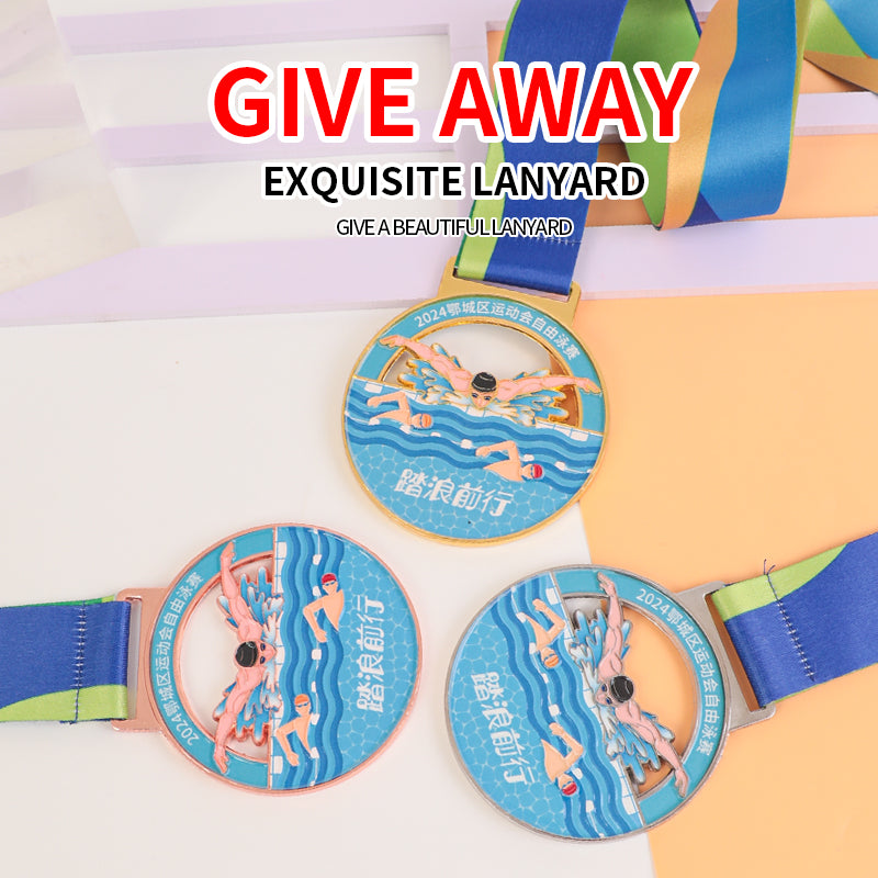Swimming medal UV multi-color zinc alloy metal medal
