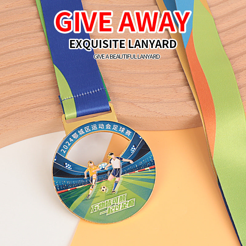 Football medal, sports medal, UV multi-color zinc alloy metal medal