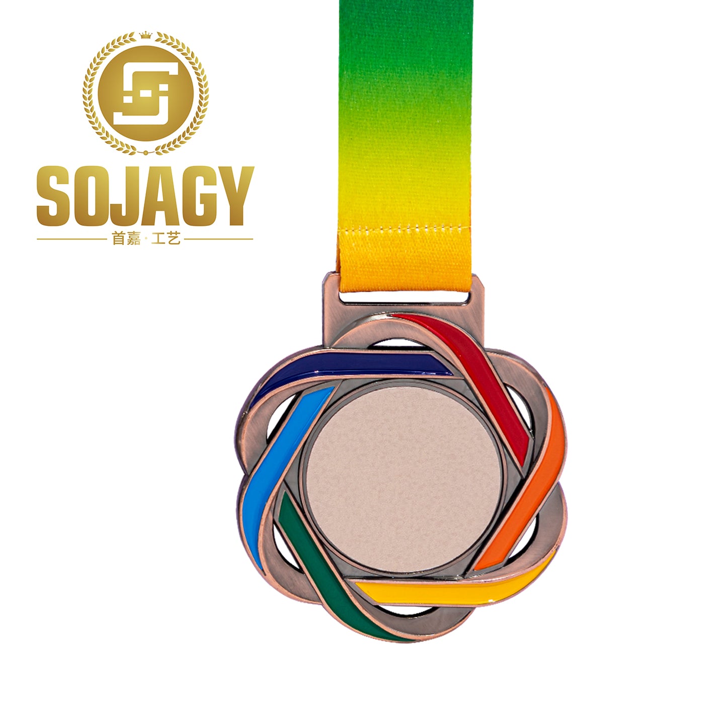 3D Gold Silver Bronze Zinc Alloy Metal Runner Soccer Winners Medals And Ribbons Blank Sport Medal