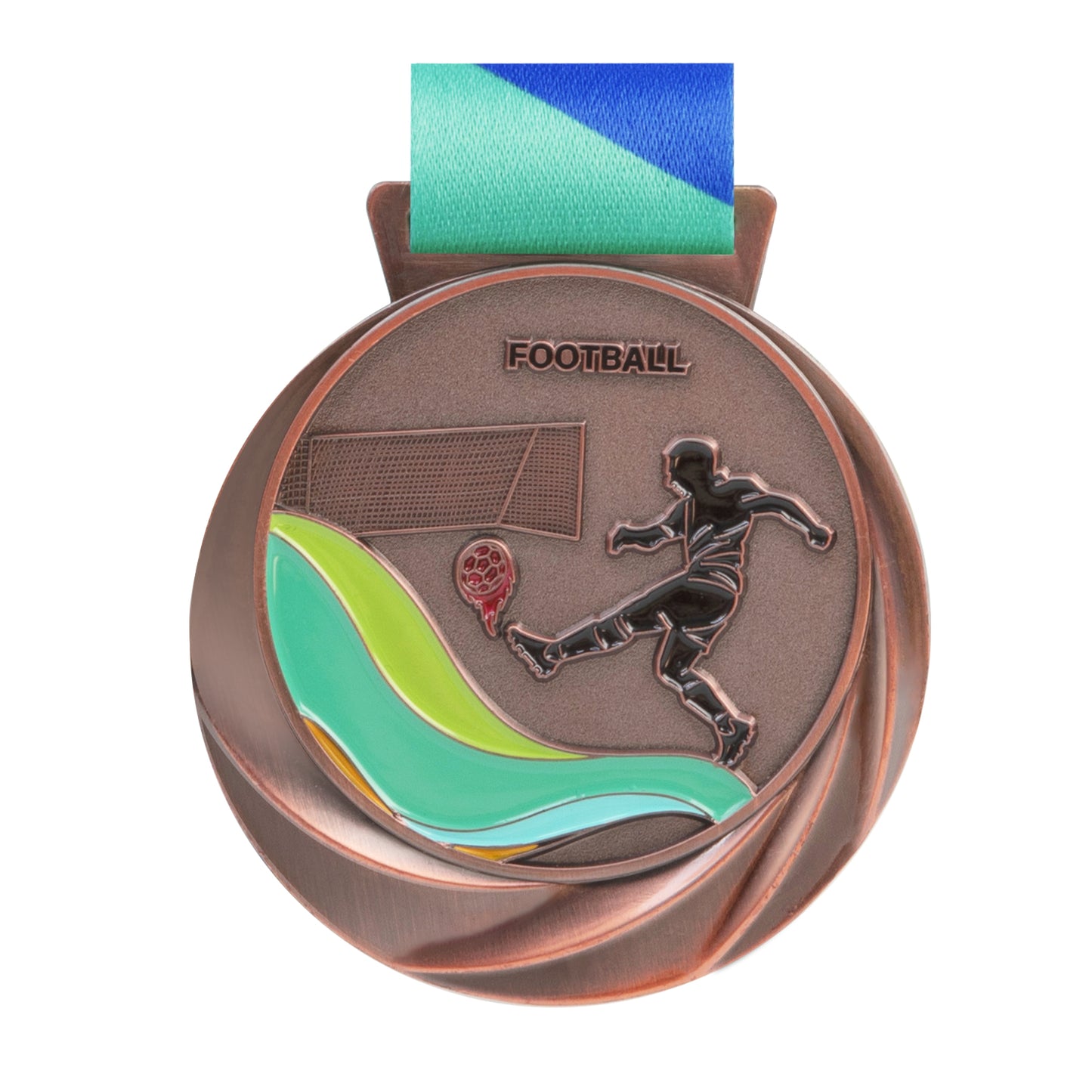 Custom Football Run Race Taekwondo Soccer Award Metal Gold Ribbon Sport Blank Medals 