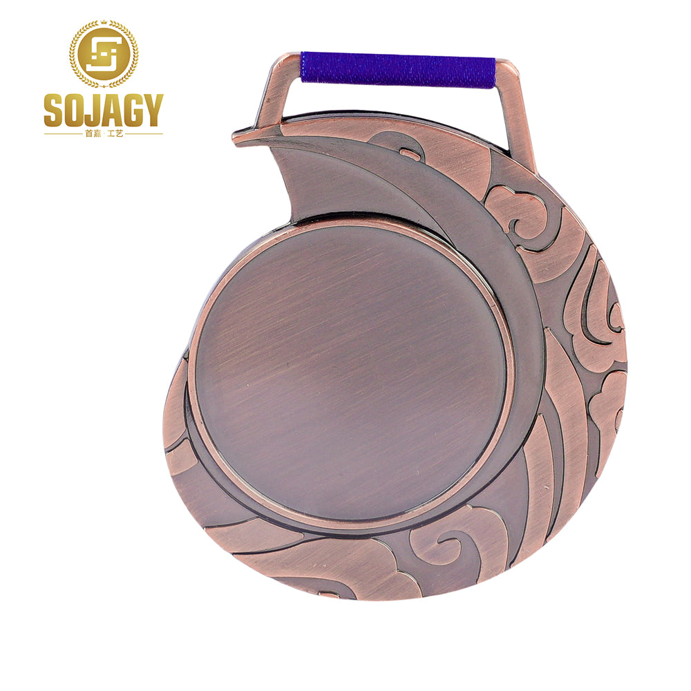 Unique design custom logo sport medallion 3D gold trophies and medal with ribbon trophies and medals