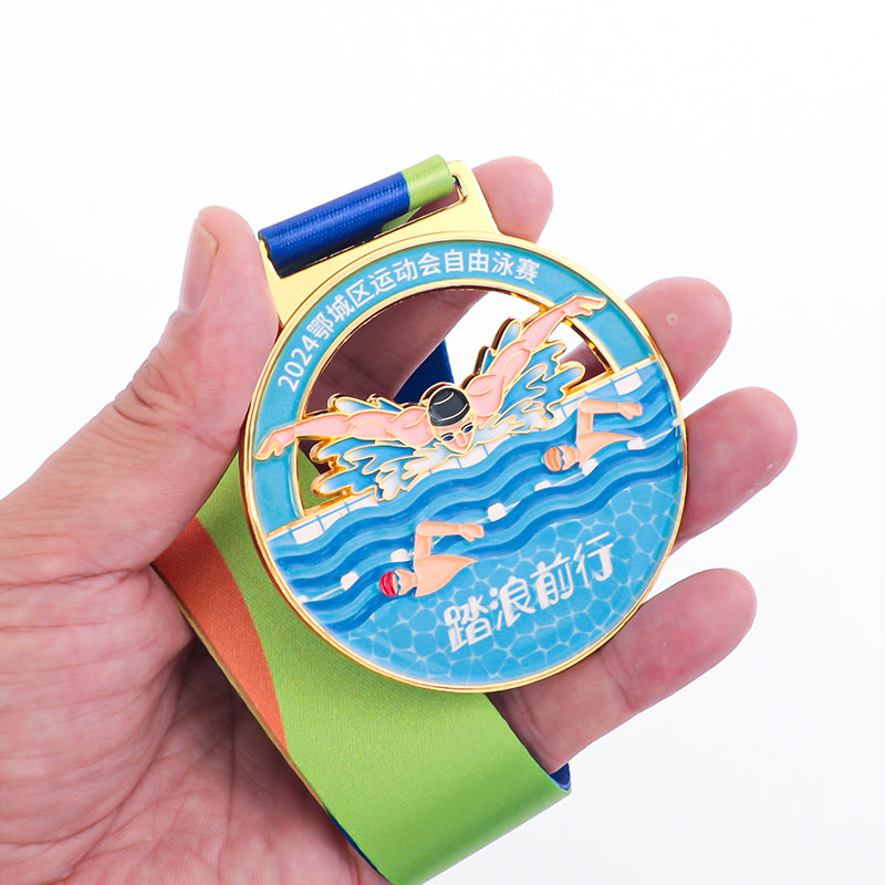Swimming medal UV multi-color zinc alloy metal medal