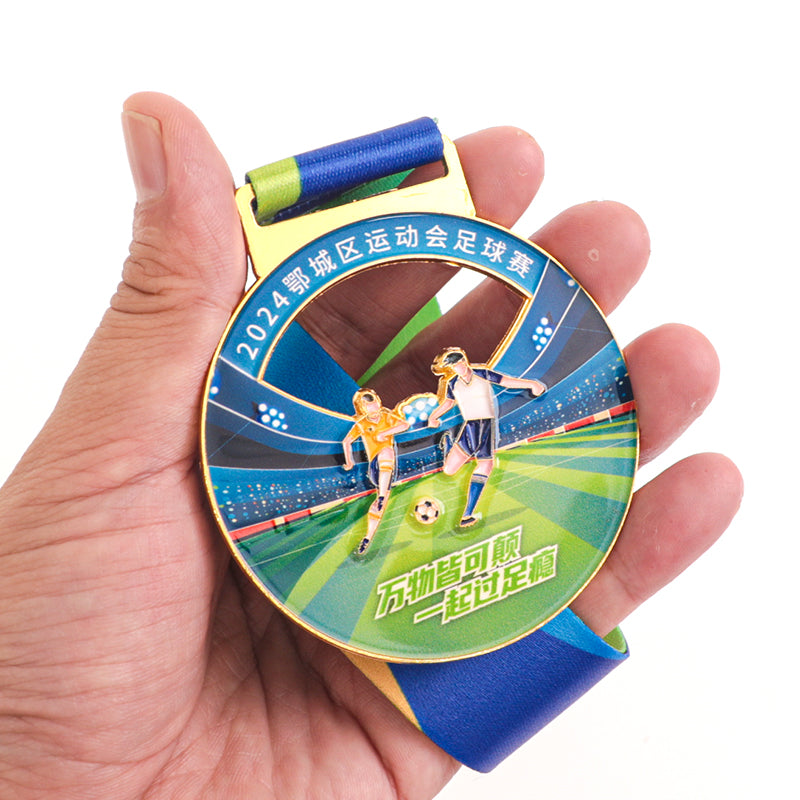 Football medal, sports medal, UV multi-color zinc alloy metal medal