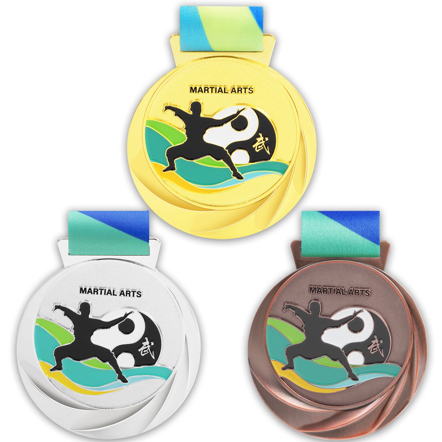 Custom wholesale high quality school students awarded medals blank taekwondo karate gold sport medal 