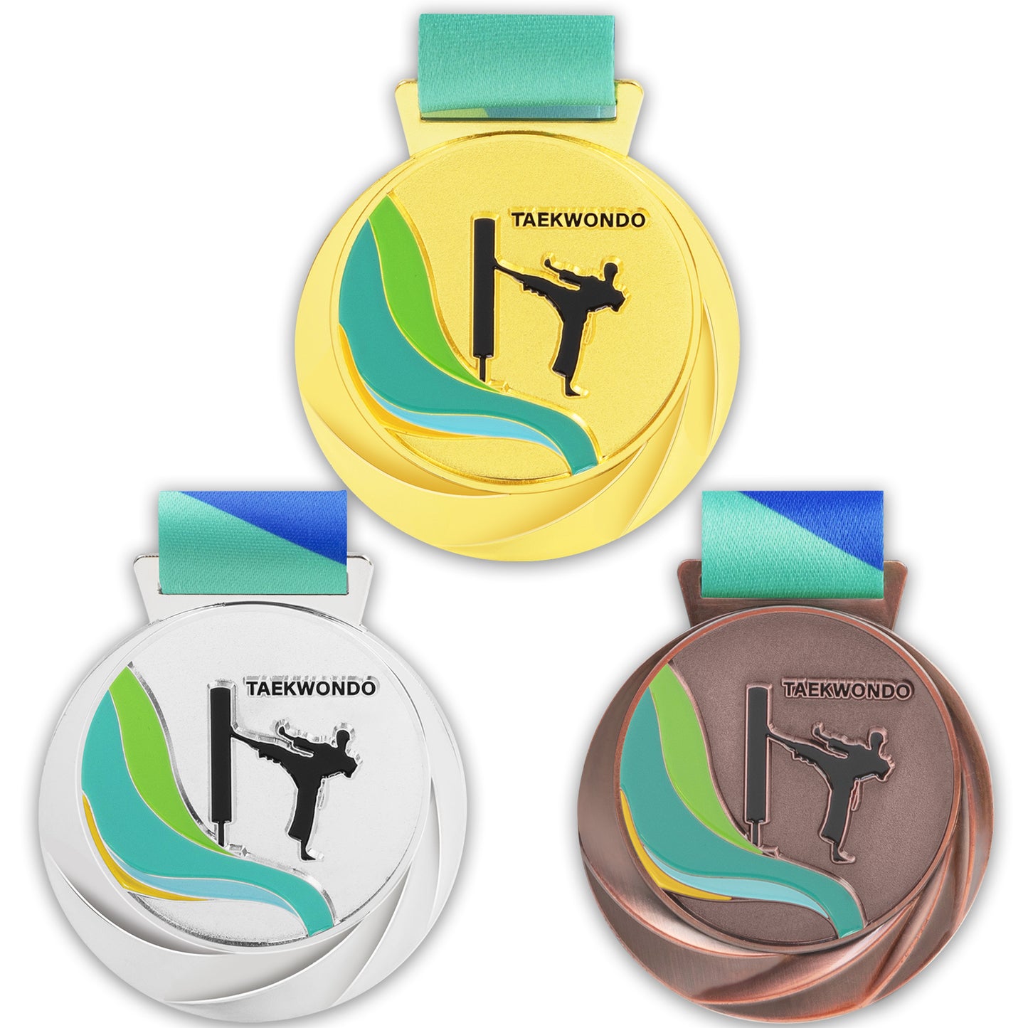 Manufacturer Custom LOGO Wholesale Gold Award Soccer Football Marathon Running Metal Blank Sport Medal And Trophies Ribbon