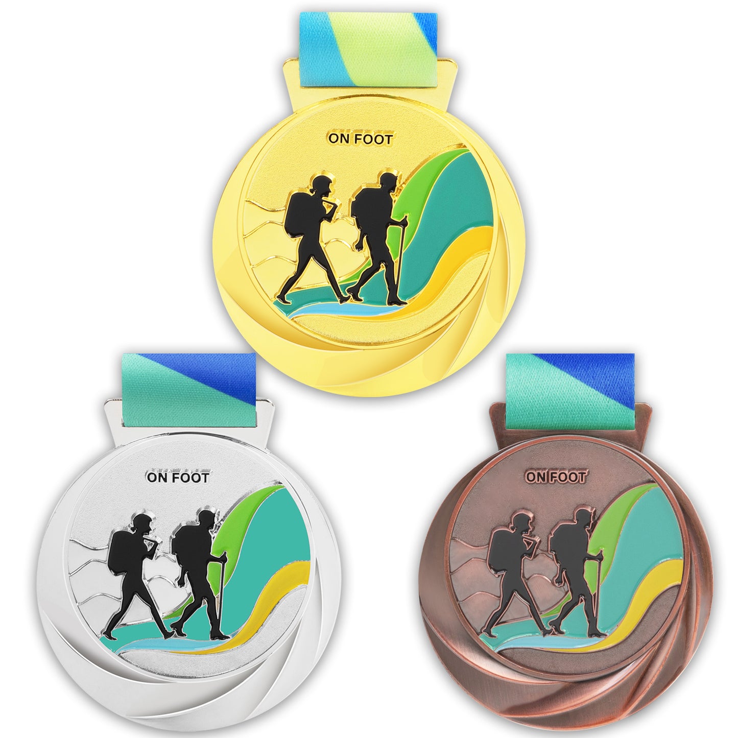 Custom Logo Sport Medals Ribbons Sublimation Soccer Taekwondo Marathon Metal Medals Swimming Trophies Blank Awards Custom Logo