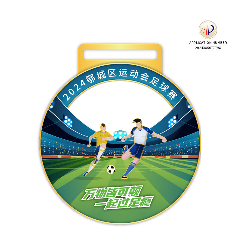 Football medal, sports medal, UV multi-color zinc alloy metal medal