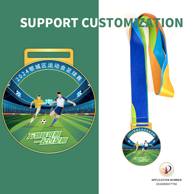Football medal, sports medal, UV multi-color zinc alloy metal medal