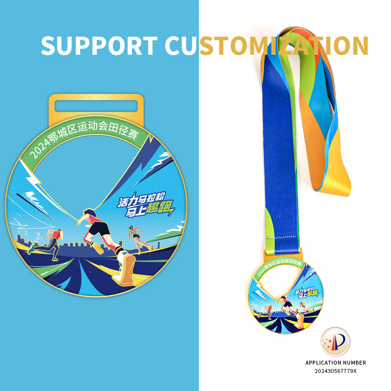 Running Marathon Sports Medal UV Multi Color Zinc Alloy Metal Medal