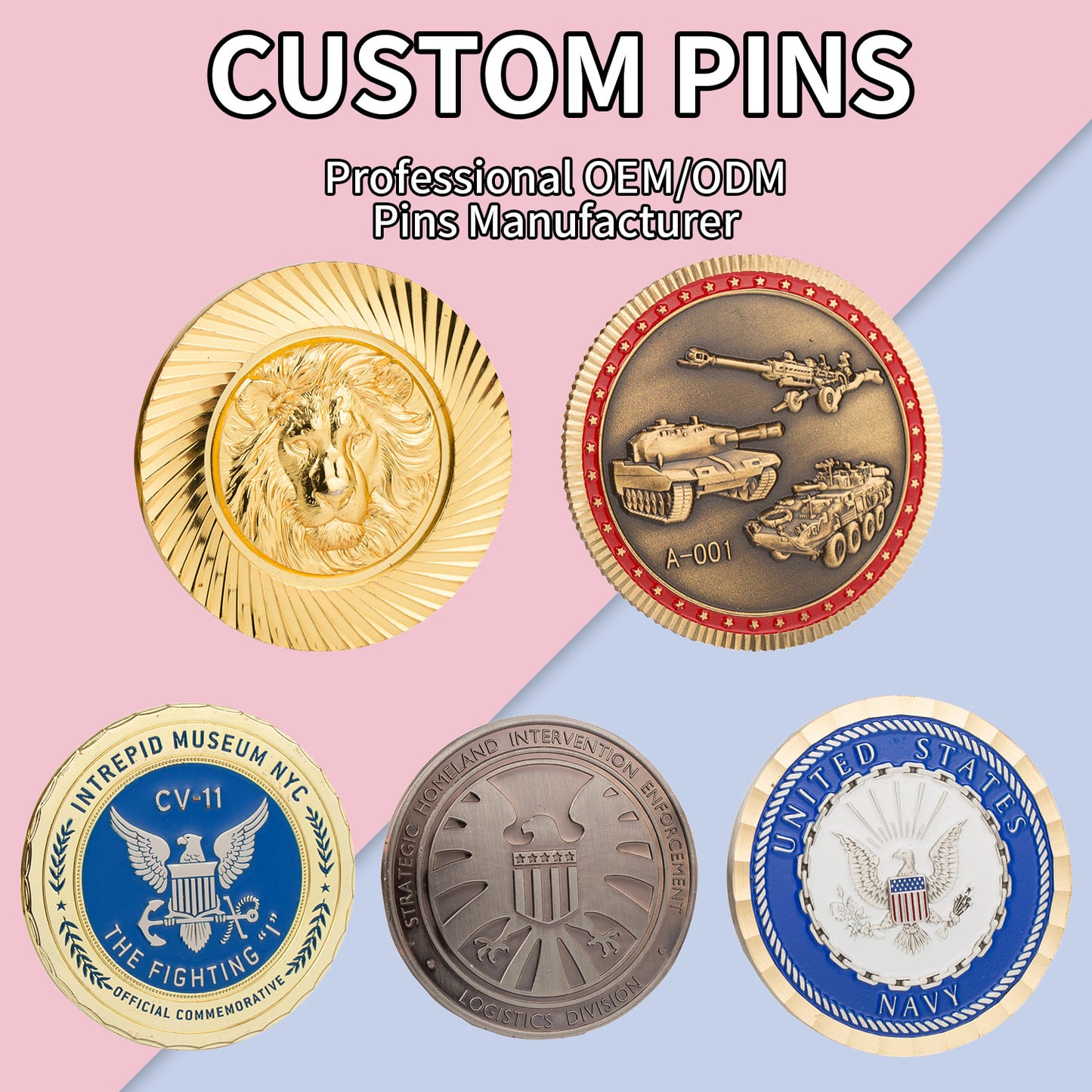 Free Sample Brass Gold Silver Commemorative Coins Enamel Souvenir Custom Coin Metal Zinc Alloy 2d 3D Christmas Challenge Coin