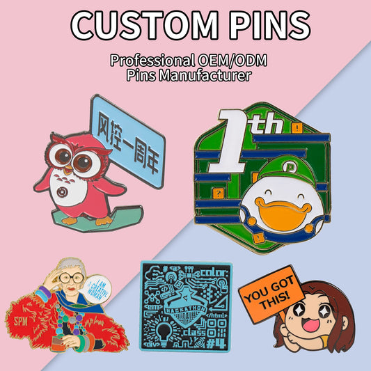 Customized baked paint droplet plastic badge adhesive metal badge baked paint cartoon badge