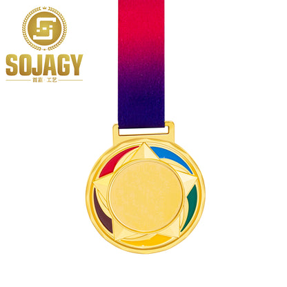 Manufacture Metal Soccer Football Race Volleyball Marathon Medals Sports Custom Gold Award Medal with Ribbon