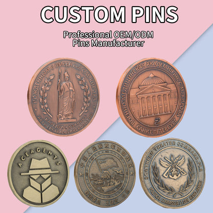 Manufacturer Custom Souvenir Gold Silver Copper Bronze Enamel Zinc Alloy 3D Metal Commemorative Challenge Coin