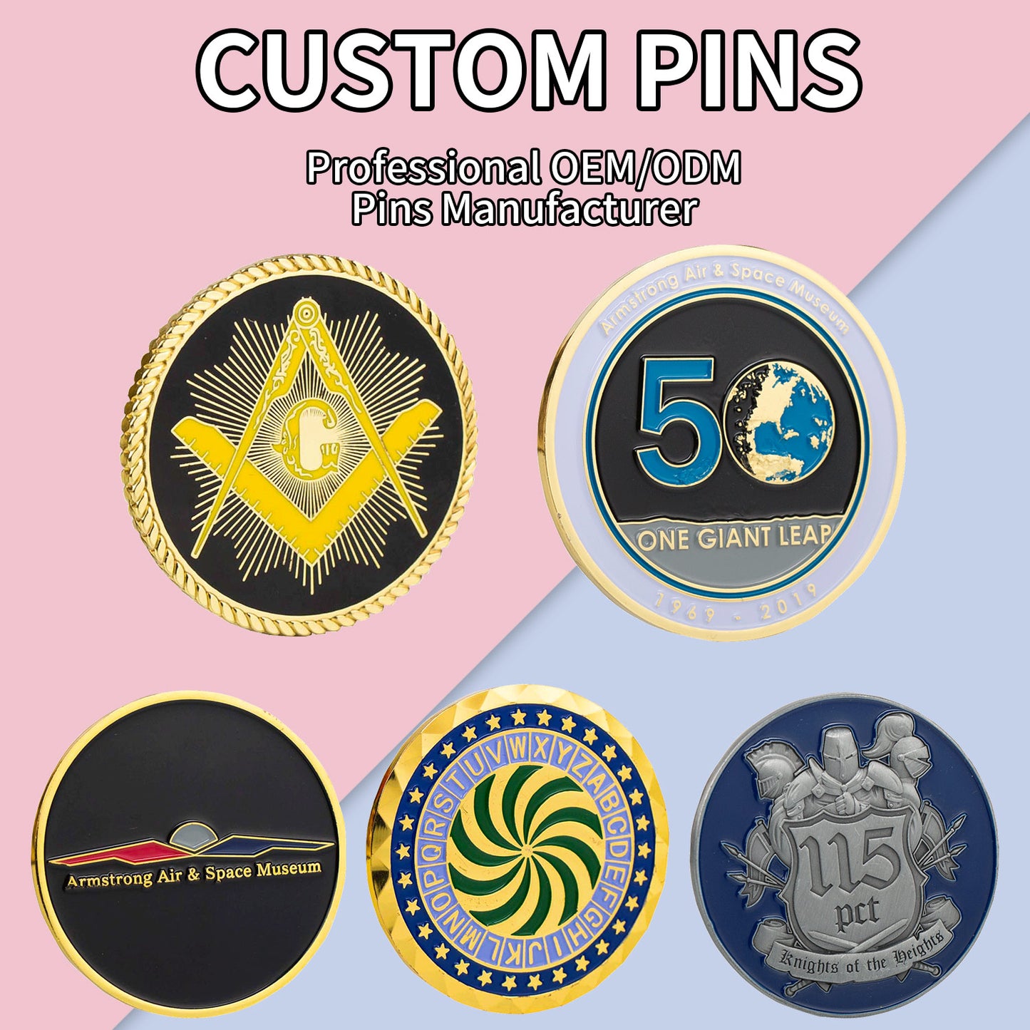 No Minimum Factory Custom Logo Soft Hard Enamel Pins Manufacture Zinc Alloy Casting Round Brooch Metal Badge Lapel Pin ﻿