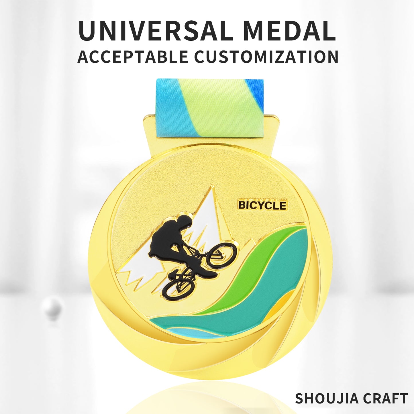 Customized Logo Sports Metal Medal Sports Medals And Ribbons Sporting Blank Medal with trophy logo