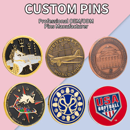 Manufacturer Custom Souvenir Gold Silver Copper Bronze Enamel Zinc Alloy 3D Metal Commemorative Challenge Coin