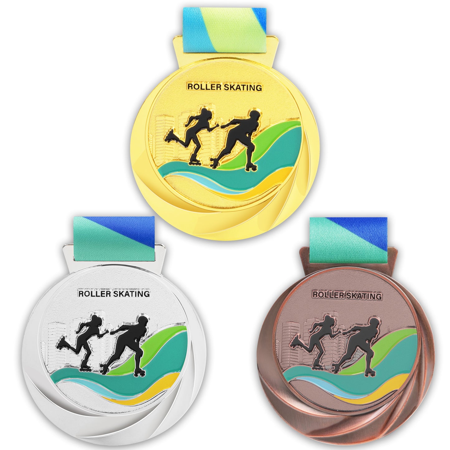 Hot sale blank metal Gold Silver Bronze Sports Medals Custom zinc alloy Medal with ribbon